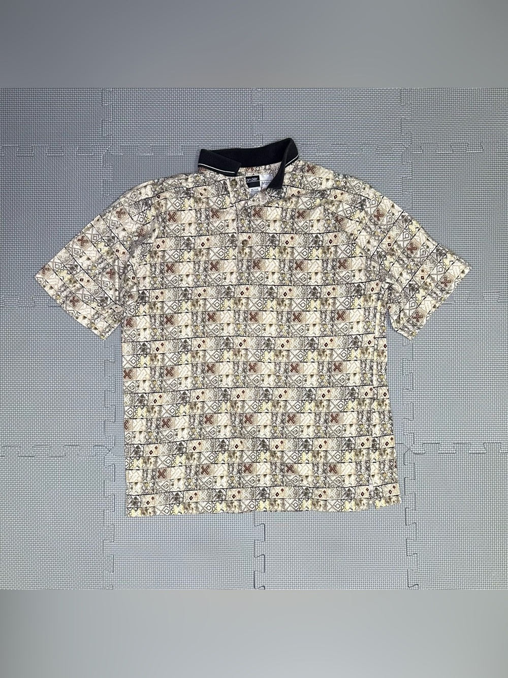 Alexander Martin Polo Shirt Men’s M Geometric Tan Vintage